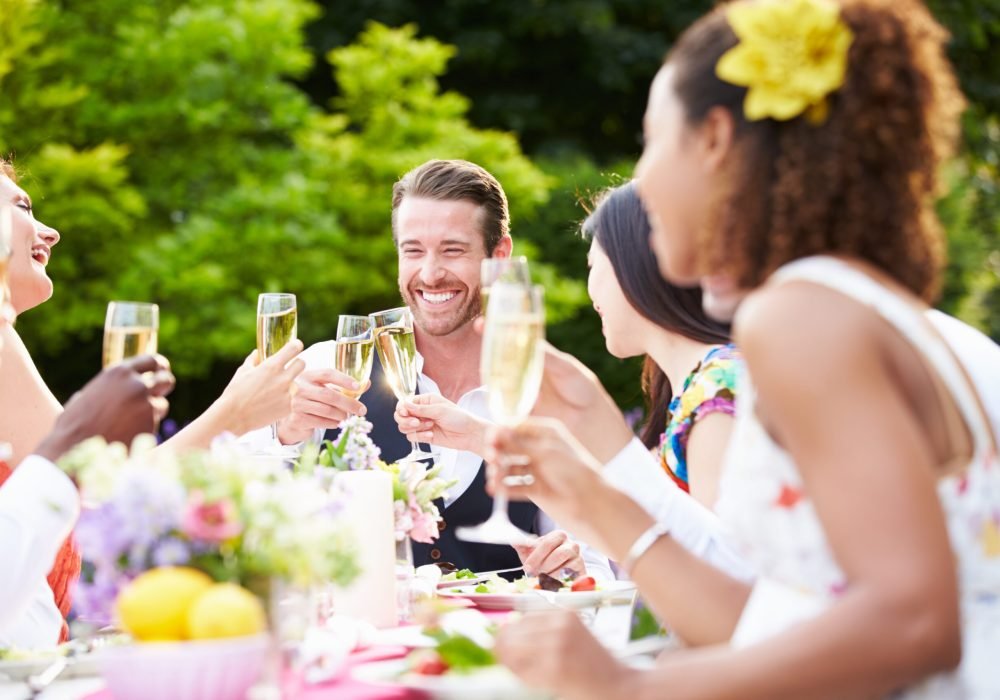 Group Of Friends Enjoying Outdoor Dinner Party